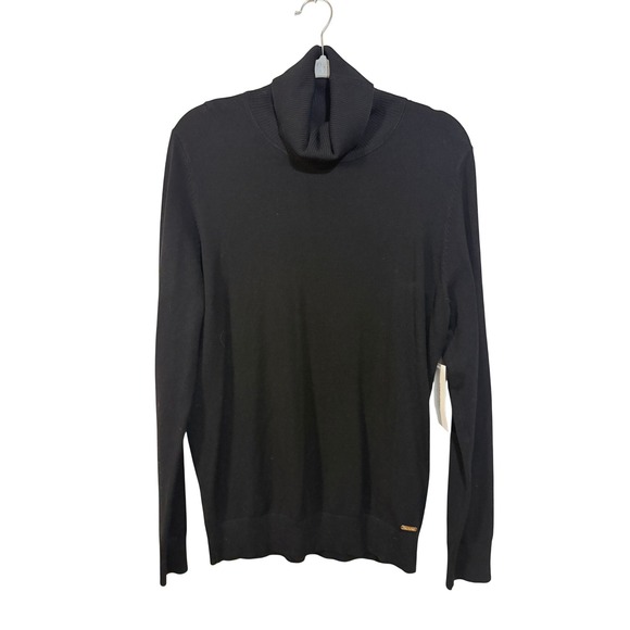 Calvin Klein Sweaters - Calvin Klein Black Turtleneck Sweater Women L Black Dark Academia Office Chic